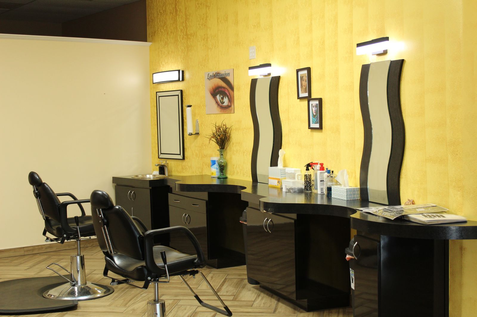 Brow Threading salon interior — professional chairs and threading stations