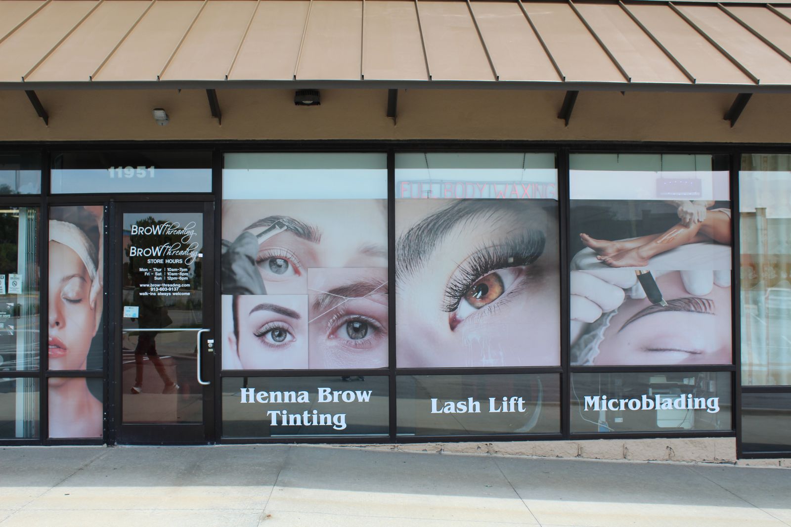 Brow Threading store exterior — one of five Kansas City metro locations