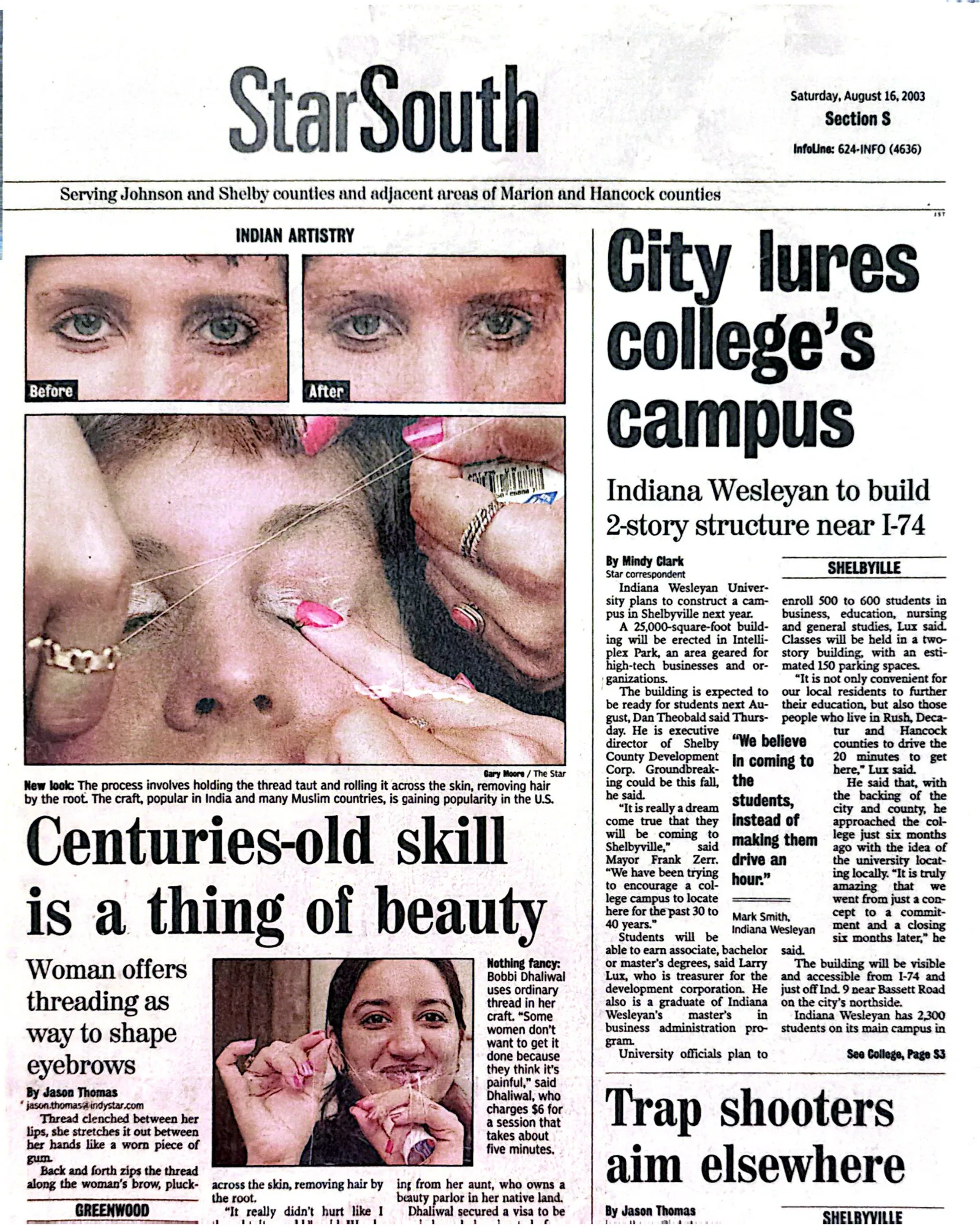 StarSouth newspaper — Centuries-Old Skill Is a Thing of Beauty, August 2003